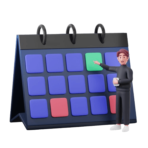 Person pointing at a calendar — book a call